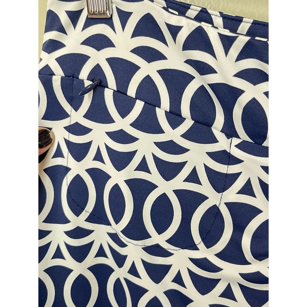 Lulu-B Skort Navy White Abstract Geometric Stretch Pull-On Swim Active Sz Sm - Picture 3 of 9